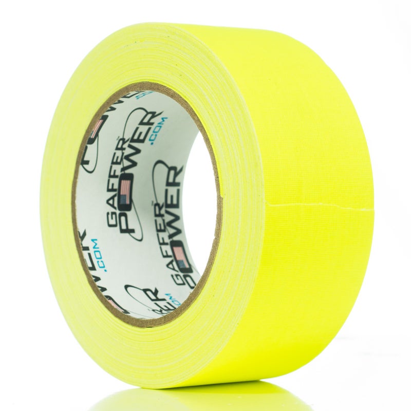 Gaffer Power Real Professional Grade Gaffer Tape, Made in The USA, Yellow Fluorescent 2 Inches by 30 Yards, UV Blacklight Reactive Fluorescent Heavy, Non-Reflective, Better Than Neon Yellow Duct Tape - Image 1
